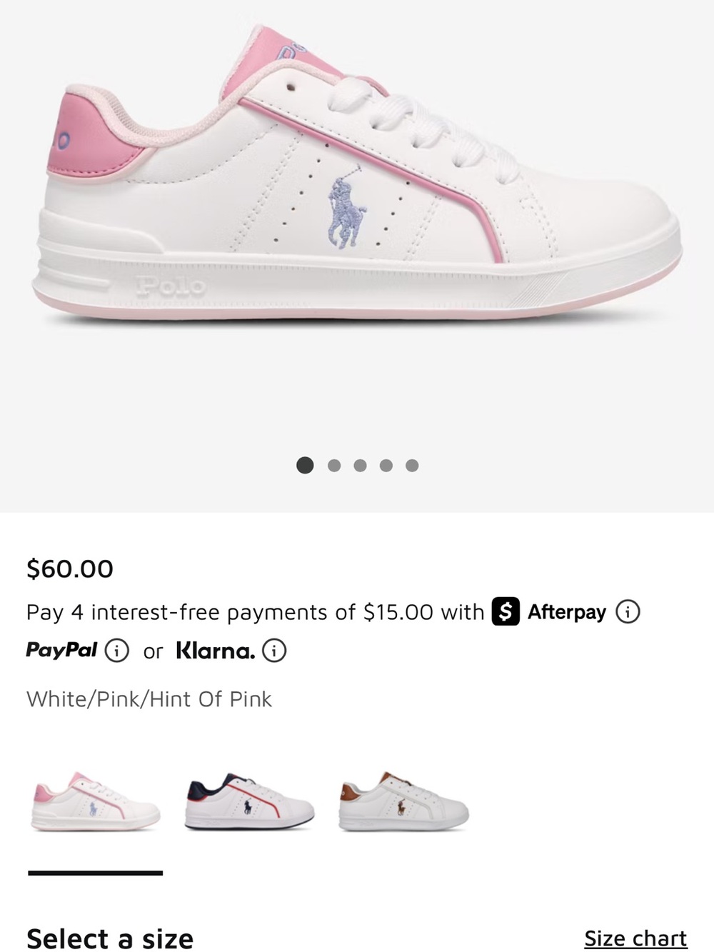 Polo by Ralph Lauren White Sneakers with Pink Trim for Kids
